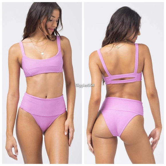 L*Space Jess Desi Bikini Set Rosebud Pink Ribbed - Picture 5 of 6